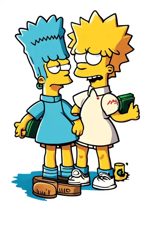 bart and Lisa Simpson brother sister tattoos tattoo design idea