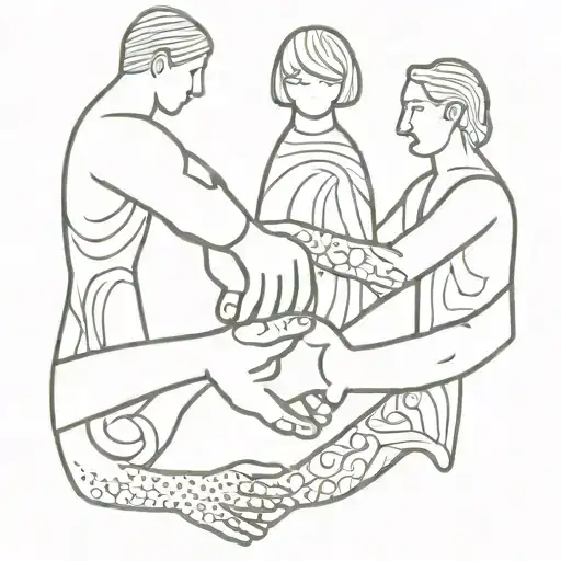A tattoo of a group of diverse people holding hands to symbolize unity and socializing, with intricate dotwork details tattoo design idea