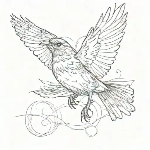 flying robin flying tattoo design idea