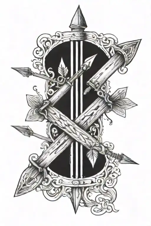 a quiver with 3 arrows crossed tattoo design idea