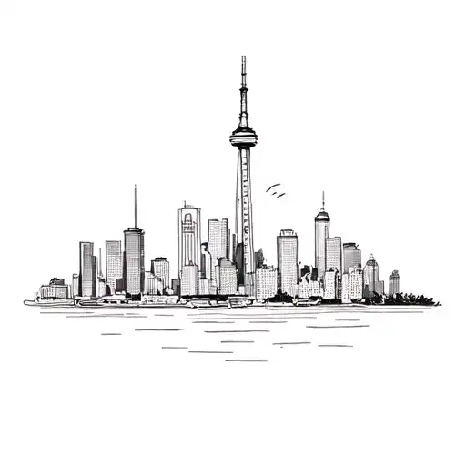 Toronto skyline in the background tattoo design idea