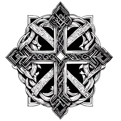 jerusalem cross intertwined tattoo design idea