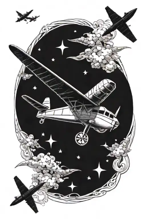 echo flight plane flying tattoo design idea