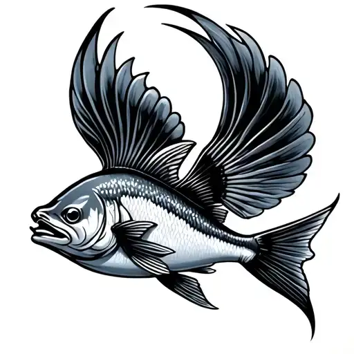 flying fish tattoo design idea