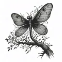dragonfly with tree in negative space themed tattoo tattoo design idea