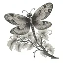 dragonfly with tree in negative space themed tattoo tattoo design idea