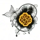 honeycomb and vine intertwined tattoo design idea