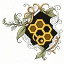 honeycomb and vine intertwined tattoo design idea