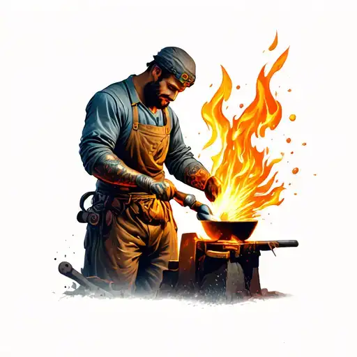 blacksmith working tattoo design idea