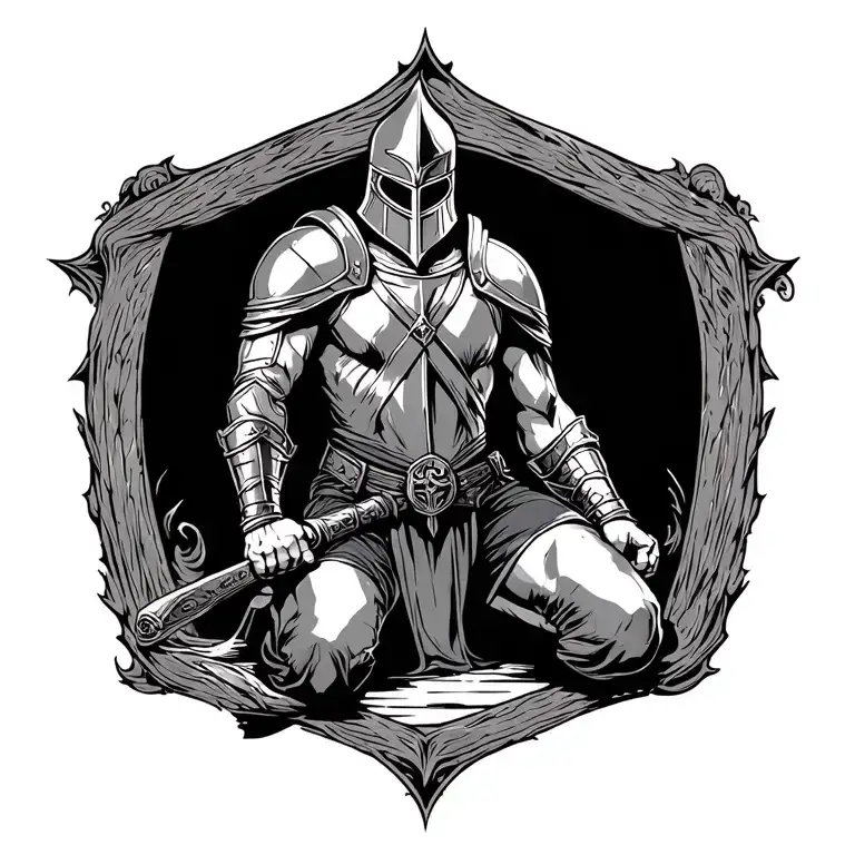 crusader kneel inside tattoo design idea
