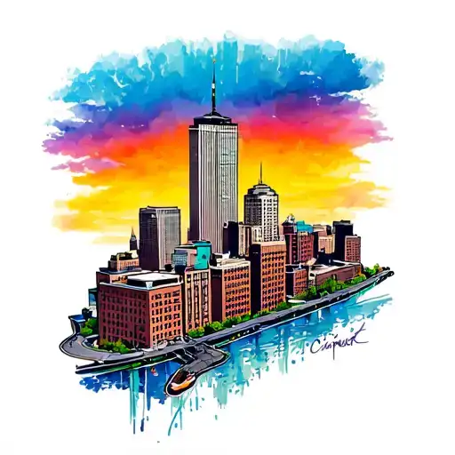 cincinnati skyline tattoo design idea