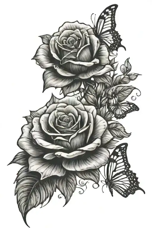 roses , butterfly tattoo tattoo design idea