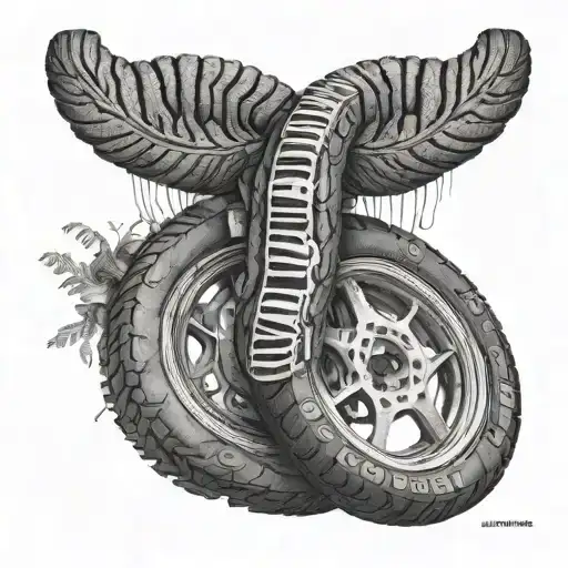 Tire, intestine, barcode with numbers "98649235" tattoo design idea