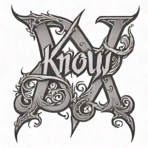 ambigram of "know" and "pain" tattoo design idea