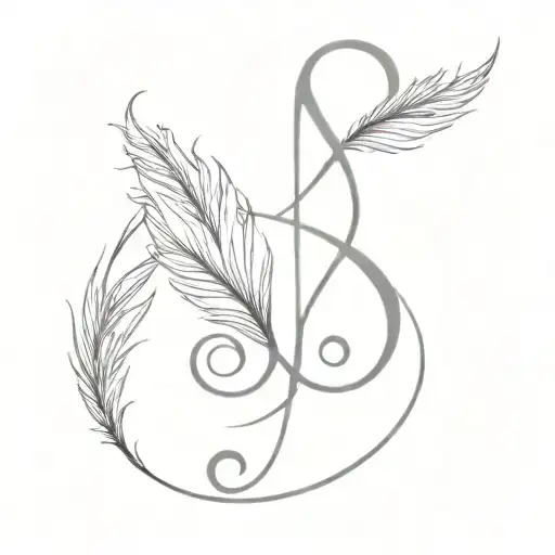 g clef and literature feather tattoo design idea