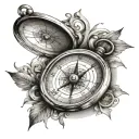 compass and clock with time 00:00 tattoo design idea