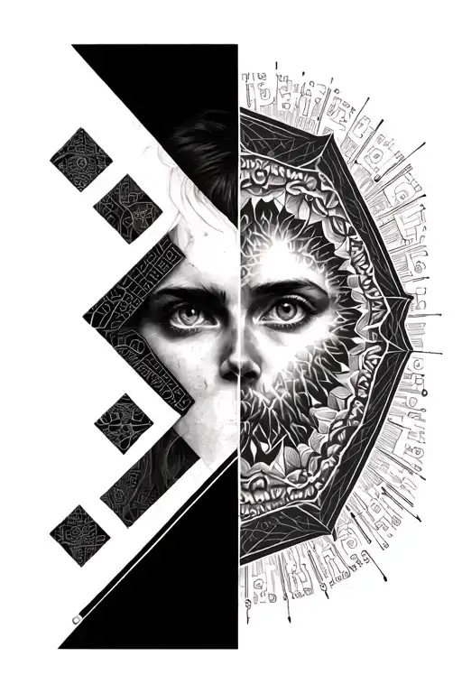 bipolar disorder geometric representation tattoo design idea