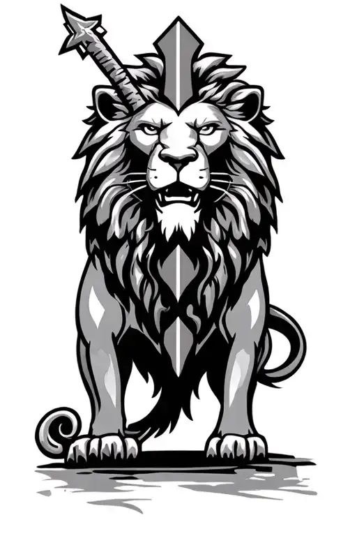 Christian cross, Army Veteran Cavalry Scout lion tattoo design idea