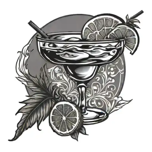spicy margarita cocktail glass tattoo design idea