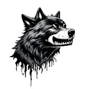 Jack O'Lantern man with a pure black wolf tattoo design idea