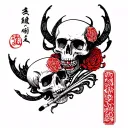 gods of death with skulls representing dark periods tattoo design idea