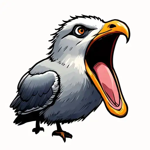 screaming seagull tattoo design idea