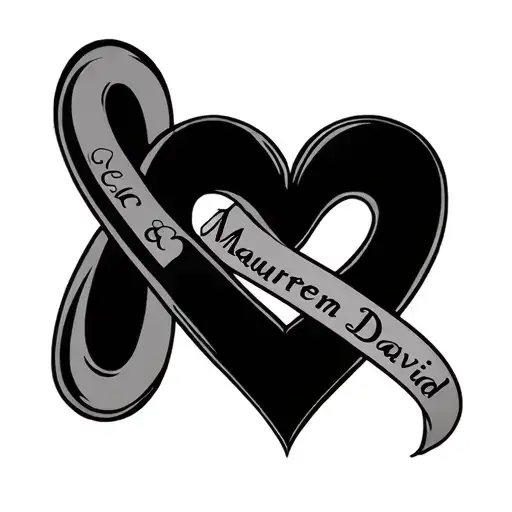 infinity symbol with heart with names Maureen/ David tattoo design idea