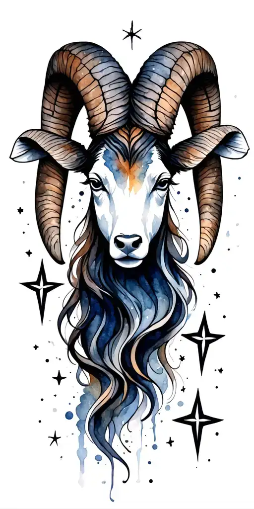 aries and stars tattoo design idea