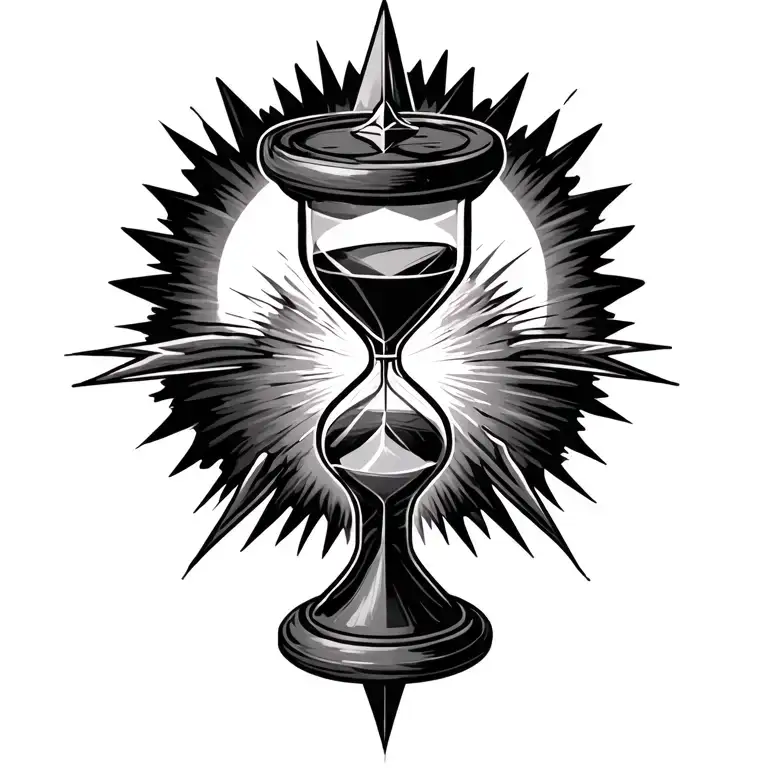 combine a star with a hourglass that has a aura around it in a cross pattern and add details  tattoo design idea