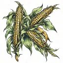 four corn stalks tattoo design idea