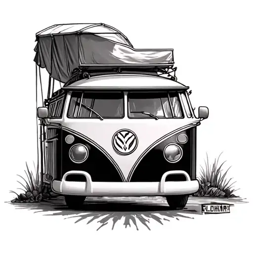 Campervan tattoo design idea