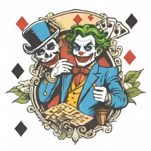 Poker card joker tattoo design idea