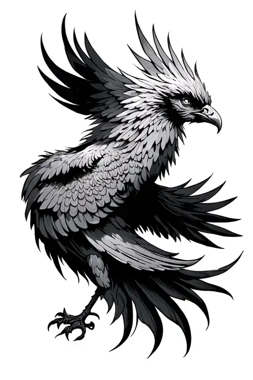 phoenix with outstretched wings tattoo design idea