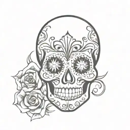 Sugar Skull Mysterious and Dark tattoo design idea