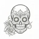 Sugar Skull Mysterious and Dark tattoo design idea