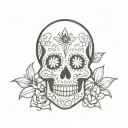 Sugar Skull Mysterious and Dark tattoo design idea