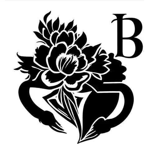 claddagh symbol + white musk flower with initial B. simple line only. not much shading. incorporate the letter B on the  tattoo design idea