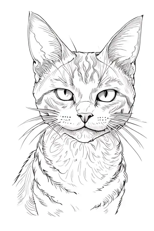 A terrible cat with a crazy gaze tattoo design idea