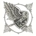  Let there be eagle wings around the shield, let there be a roaring lion inside the shield tattoo design idea