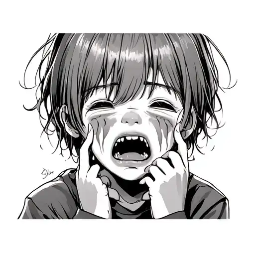 kid crying tattoo design idea