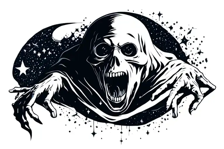 ghost made of stardust tattoo design idea