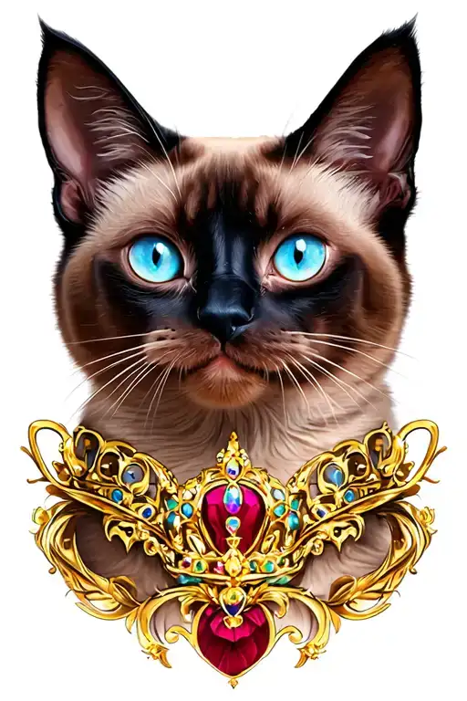 evil queen siamese cat tattoo design idea