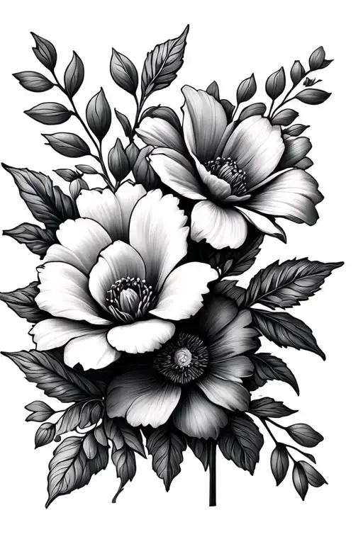 December March November flowers tattoo design idea