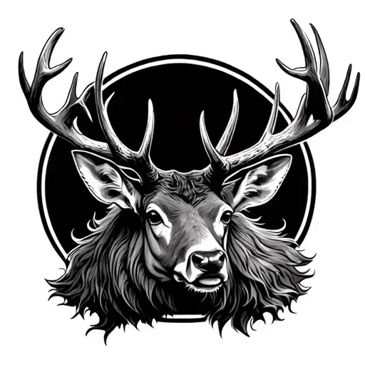 Scottish stag head tattoo design idea