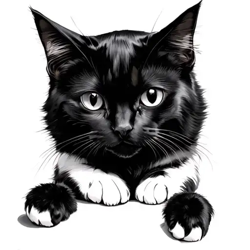 one black cat one black with white paws and chest  tattoo design idea
