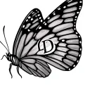 butterfly with the initials L D S in the webbing of the wing tattoo design idea
