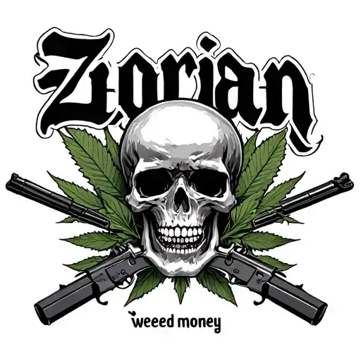 "zorian" weed money guns n roses tattoo design idea