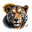 a sketch of a color tattoo depicting predatory animals, a lion, a bear, a tiger, a lynx, a wolf, a gorilla, a crocodile, tattoo design idea