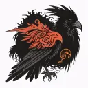 crow in a revenge meaning, the word with the devil king is in all black without his eyes remains red and life moral tattoo design idea