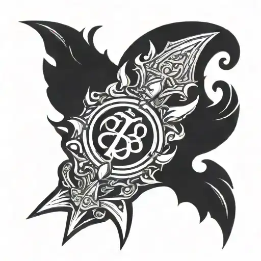 Barbados trident symbol incorporating elements tattoo design idea